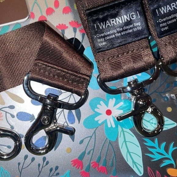 Petunia Pickle Bottom Diaper Bag Stroller Valet Clips Brown Set of 3 NEW Holders - Picture 2 of 6